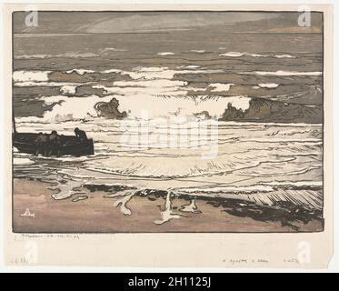 The Breaking Waves, Gezeiten vom 1901. September 1901. Auguste Louis Lepère (Französisch, 1849-1918). Farbholzschnitt; Stockfoto