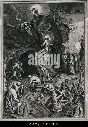 Die Auferstehung Christi, c. 1562. Philip Galle (Flämisch, 1537-1612), nach Pieter Bruegel (Flämisch, 1527/8-1569). Gravur; Blatt: 45.8 x 32.8 cm (18 1/16 x 12 15/16 Zoll). Stockfoto