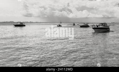 Freizeitboote in Isla Mujeres, Mexiko Stockfoto