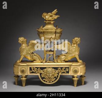 Feuerbock (chenet), C. 1785. Frankreich, 18. Vergoldeter Bronze; gesamt: 50,3 x 46,3 x 14 cm (19 13/16 x 18 1/4 x 5 1/2 in.). Stockfoto