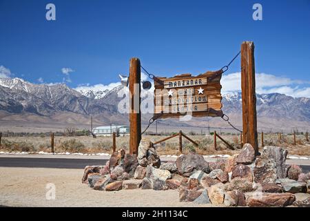 Manzanar war Relocation Center historische Stätte entlang des California Highway 395 Stockfoto