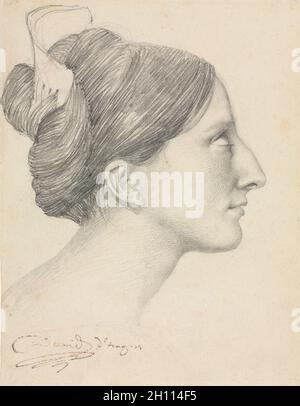 Kopf einer Frau in Profil (George Sand), 1833. Pierre-Jean David d'Angers (Französisch, 1788-1856). Graphit; Blatt: 20.6 x 15.8 cm (8 1/8 x 6 1/4 Zoll). Stockfoto