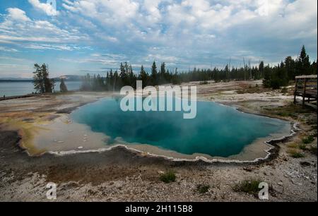 Black Pool im West Thumb Geyser Basin, Yellowstone National Park, Wyoming Stockfoto