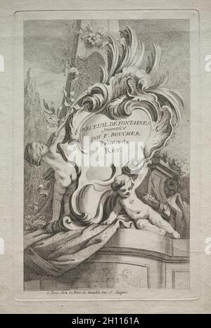 Buch der Brunnen: Nr. 1, Titelseite, c. 1736. Gabriel Huquier (französisch, 1695-1772), nach François Boucher (französisch, 1703-1770). Ätzen; Stockfoto