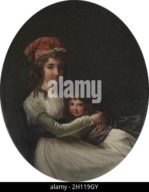 Porträt einer Mutter und Tochter, C. 1794-95. Henri-Pierre Danloux zugeschrieben (Französisch, 1753-1809). Öl auf Leinwand, gerahmt: 52,7 x 44,1 x 4,5 cm (20 3/4 x 17 3/8 x 1 3/4 in.); ungerahmt: 44,4 x 36 cm (17 1/2 x 14 1/4 in.). Stockfoto