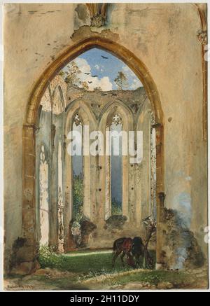 Ruine einer Kirche, 1849. Rudolf von Alt (Österreichische, 1812-1905). Mit aquarell gouache und Verglasungen; Bild: 25 x 17,8 cm (9 13/16 x 7 in.). Stockfoto