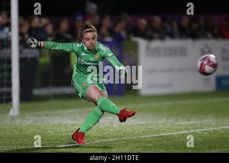 DURHAM CITY, GROSSBRITANNIEN. 14. OKTOBER Sophie Baggaley von Manchester United während des FA Women's Continental League Cup-Spiels zwischen Durham Women und Manchester United am Donnerstag, den 14. Oktober 2021, im Maiden Castle, Durham City. (Kredit: Mark Fletcher | MI News) Kredit: MI Nachrichten & Sport /Alamy Live News Stockfoto