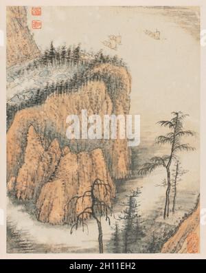 Reminiszenzen an Qinhuai Fluss, 1642-1707. Shitao (Chinesisch, 1642-1707). Album Leaf, Tusche und Farbe auf Papier; Bild: 25,5 x 20,2 cm (10 1/8 x 7 15/16 in.); insgesamt: 33 x 24,3 cm (13 x 9 9/16 in.). Stockfoto