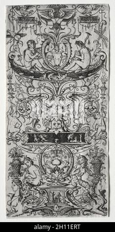 Ornament Tafel beschriftet Victoria Augusta, c. 1507. Nicoletto da Modena (Italienisch). Gravur; Stockfoto