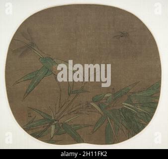 Bambus und Insekten, Ende 1100. Wu Bing (Chinesisch, aktive 1190-1194). Album Leaf, Tusche auf Seide; Bild: 24,8 x 26,8 cm (9 3/4 x 10 9/16 in.). Stockfoto