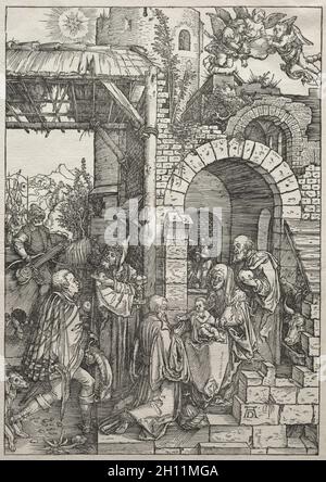 Das Leben der Jungfrau: Anbetung der Könige, 1504-1505. Albrecht Dürer (Deutsch, 1471-1528). Holzschnitt; Stockfoto