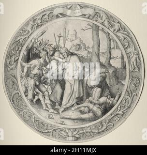 Die Runde Passion: Der Verrat Christi, 1509. Lucas van Leyden (Niederländisch, 1494-1533). Gravur; Stockfoto