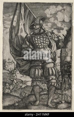 Der Standardträger, 1537. Meister F. G. (Deutsch). Gravur; Stockfoto