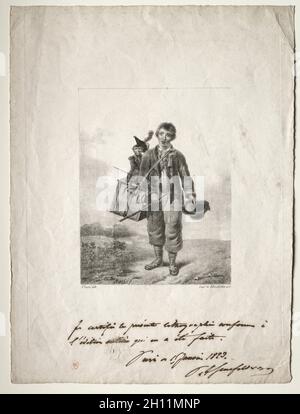 Organ-Grinder Boy. Alois Senefelder (Deutsch, 1771-1834). Lithographie; Stockfoto