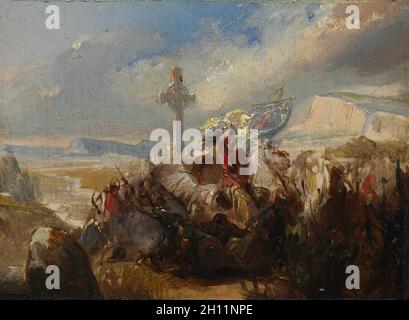 Schlacht von Poitiers, 25. Oktober 732, 1830. Kreis der Baron Charles de Steuben (Französisch). Öl auf Zellstoff; ungerahmt: 12,5 x 16,7 cm (4 15/16 x 6 9/16 in.). Stockfoto