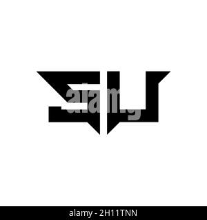 SU Monogram Logo Brief mit einfachen modernen Form Stil Design Vorlage Vektor isoliert auf weißem Hintergrund Stock Vektor