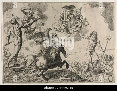 Die Quos Ego, 1632-48. Simone Cantarini (Italienisch, 1612-1648). Ätzen; Stockfoto