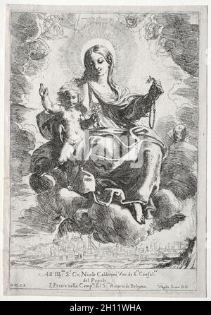 Madonna des Rosenkranzes, 1645-84. Domenico Maria Canuti (Italienisch, 1620-1684). Ätzen; Stockfoto