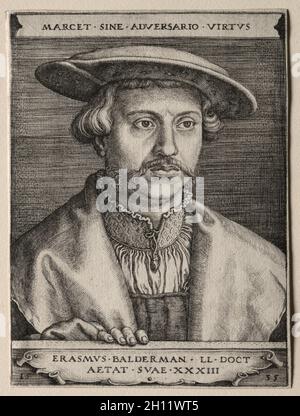 Erasmus Balderman, 1535. Barthel Beham (Deutsch, 1502-1540). Gravur; Stockfoto