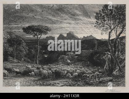 Öffnen der Falz, 1880. Samuel Palmer (Großbritannien, 1805-1881). Ätzen; Stockfoto