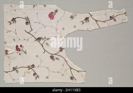 Fragment einer Mieder, C. 1775. Frankreich, Ende des 18. Jahrhunderts. Holzschnitt auf Baumwolle; gesamt: 48,9 x 31,1 cm (19 1/4 x 12 1/4 in.). Stockfoto