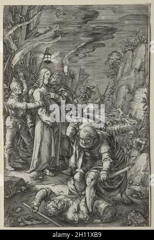 Die Passion: Der Verrat Christi, 1598. Hendrick Goltzius (Niederländisch, 1558–1617). Gravur; Stockfoto