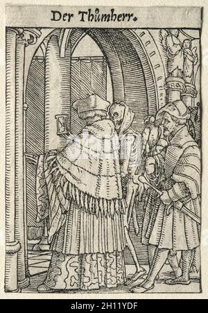 Tanz des Todes: Der Kanon, ca. 1526. Hans Holbein (Deutsch, 1497/98-1543). Holzschnitt; Stockfoto