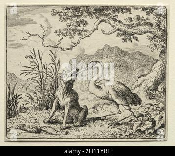 Reynard, der Fuchs: Der undankbare Wolf, 1650-75. Allart van Everdingen (Niederländisch, 1621-1675). Ätzen; Stockfoto