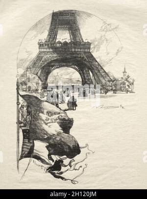 La Tour Eiffel, 1889. Auguste Louis Lepère (Französisch, 1849-1918). Holzgravur; Stockfoto