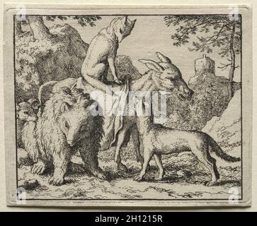 Reynard, der Fuchs: Reynard und seine Gefährten, 1650-75. Allart van Everdingen (Niederländisch, 1621-1675). Ätzen; Stockfoto