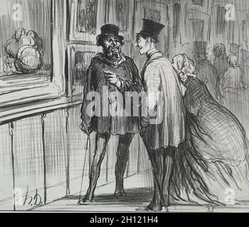 In le Charivari (27 April 1859) veröffentlicht: Die Ausstellung von 1859 (8): Der Maler, ein Gemälde hatte sich geweigert ..., 1859. Honoré Daumier (Französisch, 1808-1879). Lithographie; Blatt: 26,3 x 34,3 cm (10 3/8 x 13 1/2 in.); Bild: 21,8 x 26 cm (8 9/16 x 10 1/4 in.). Stockfoto