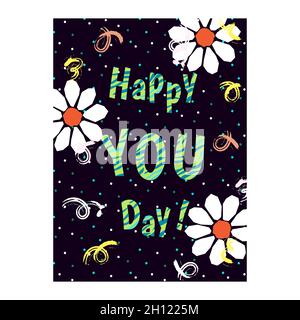 Happy Birthday Karte mit Vorlage für kräftige Blumen in 2 Farbvarianten Stock Vektor