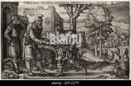 Der Verlorene Sohn. Hans Sebald Beham (Deutsch, 1500-1550). Gravur; Stockfoto