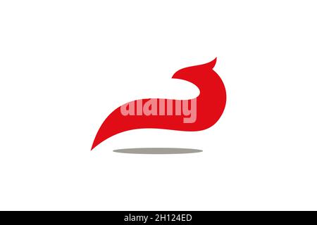 Einfaches und einzigartiges Fox Logo Design Konzept. Mit roter Farbe isoliert auf weißem Hintergrund. Stock Vektor