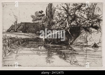 The Moat House, 1865. Francis Seymour Haden (Großbritannien, 1818-1910). Ätzung und Trockenpunkt; Stockfoto