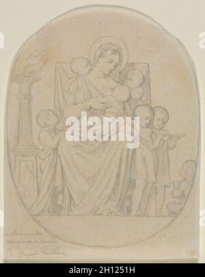 Saint Félicité und ihrer sieben Söhne, zweite dritte 19. Jean Hippolyte Flandrin (Französisch, 1809-1864). Graphit; framing Linien in Graphit; Blatt: 13,9 x 10,8 cm (5 1/2 x 4 1/4 in.). Stockfoto