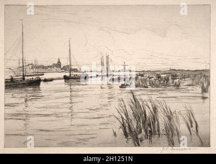 Holland Dykes, c. 1885-88. John Henry Twachtman (Amerikaner, 1853-1902). Ätzen; Stockfoto