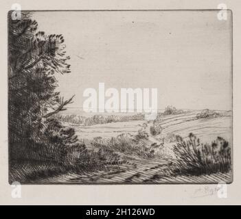 Landschaft. Alphonse Legros (Französisch, 1837-1911). Ätzen; Stockfoto