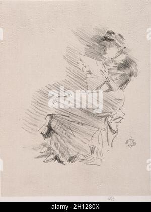 Lesen, 1879. James McNeill Whistler (amerikanisch, 1834-1903). Lithographie; Stockfoto