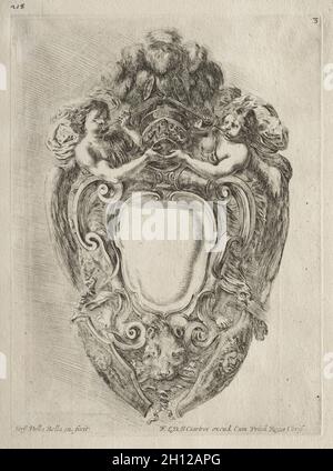 Sammlung verschiedener Caprices und Neuentwürfe von Kartuschen und Ornamenten: Nr. 3, 1646. Stefano Della Bella (Italienisch, 1610-1664). Ätzen; Stockfoto
