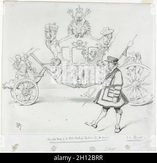 Die Stagecoach for Parliamentary Purposes (recto). Edward Tennyson Reed (Großbritannien, 1860-1933). Graphit; Blatt: 29.5 x 30.2 cm (11 5/8 x 11 7/8 Zoll); Bild: 25.7 x 30.2 cm (10 1/8 x 11 7/8 Zoll). Stockfoto