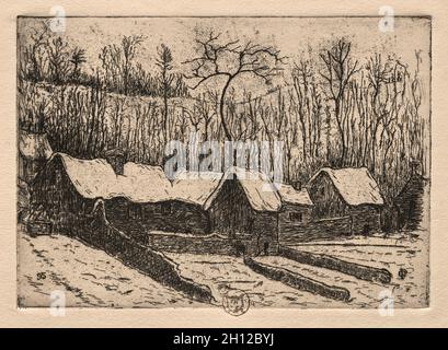 Sechs Radierungen: Die strohgedeckten Bäckerei, Auvers, 1895. Paul Gachet (Französisch, 1828-1909). Ätzen; Blatt: 25 x 32,5 cm (9 13/16 x 12 13/16 in.); plattenrand: 12 x 16,9 cm (4 3/4 x 6 5/8 in.). Stockfoto