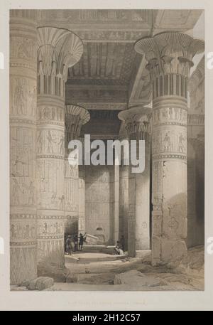 Ägypten und Nubien, Band I: Blick unter den Großen Portikus des Tempels, Philae, 1846. Louis Haghe (British, 1806-1885), F. G. Moon, 20 Threadneedle Street, London, Nach David Roberts (Scottish, 1796-1864). Farblithographie; Blatt: 60.3 x 43.7 cm (23 3/4 x 17 3/16 Zoll); Bild: 50.2 x 34.8 cm (19 3/4 x 13 11/16 Zoll). Stockfoto