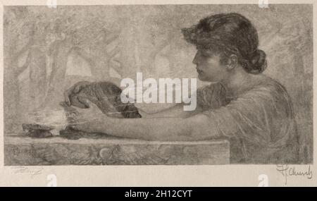 Die Sibyl, 1887. Francis Scott King (Amerikaner, 1850-1913). Holzgravur; Stockfoto