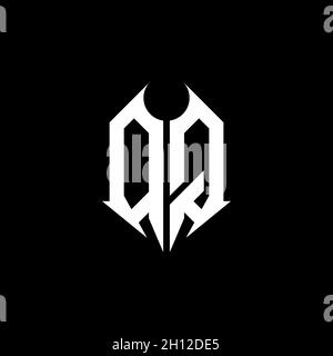 OQ Monogram Logo-Buchstabe mit Metallform-Design-Vorlage auf schwarzem Hintergrund, Schriftzug aus Metall, Metallbuchstabe für Musik und Spiele. Stock Vektor