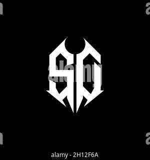 SD Monogram Logo-Buchstabe mit Metallform-Design-Vorlage auf schwarzem Hintergrund, Schriftzug aus Metall, Metallbuchstabe für Musik und Spiele. Stock Vektor