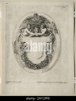 Sammlung von verschiedenen Caprices und neue Designs von Kartuschen und Ornamenten: No 10, 1646. Stefano Della Bella (Italienisch, 1610-1664). Ätzen; Stockfoto