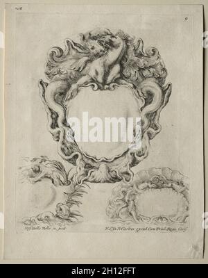 Sammlung verschiedener Caprices und Neuentwürfe von Kartuschen und Ornamenten: Nr. 9, 1646. Stefano Della Bella (Italienisch, 1610-1664). Ätzen; Stockfoto