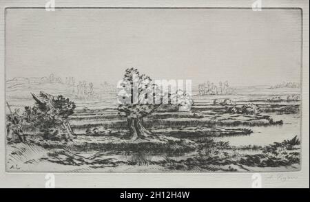 Landschaft. Alphonse Legros (Französisch, 1837-1911). Trockenpunkt; Stockfoto