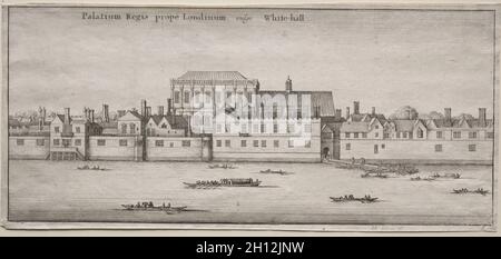 Ansichten von London: Whitehall vom Fluss. Wenceslaus Hollar (Böhmisch, 1607-1677). Ätzen; Stockfoto